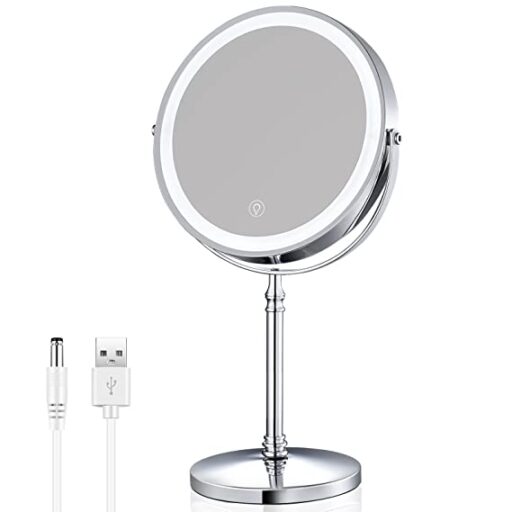 8 Inch Battery Operated Makeup Mirror With Light, 10X Magnifying Mirror